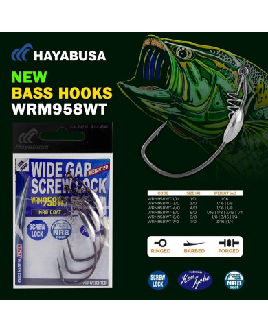 Hayabusa WRM958 Wide Gap Screw Lock Weighted Hook 6/0 - 1/4oz