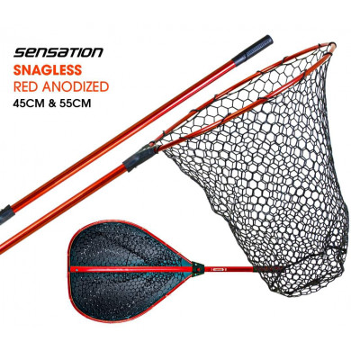 Sensation Snagless Red Anodized Rubber Net - Sensation Fishing