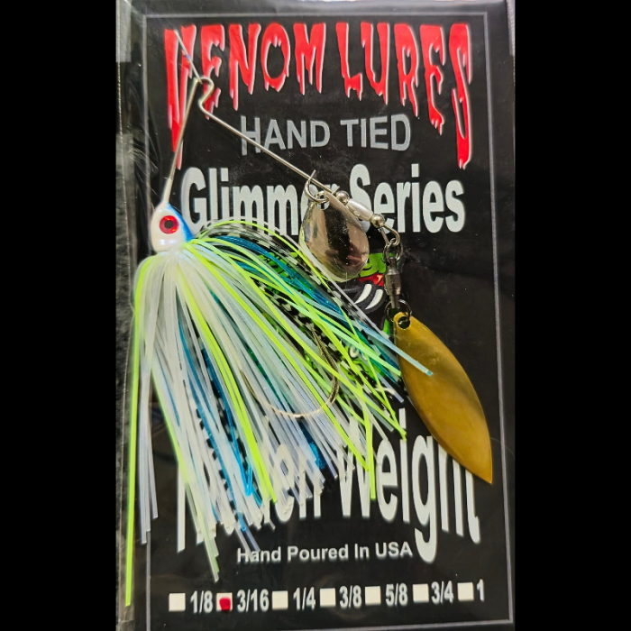 3/16oz Glimmer Series Spinnerbait (Colorado Willow) - Venom Lures Fishing