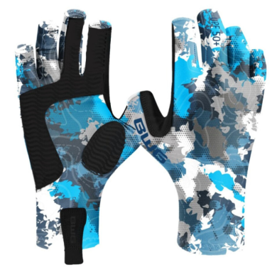 Blue Rorschach Sun Protection Gloves - Blue Water Gear Fishing