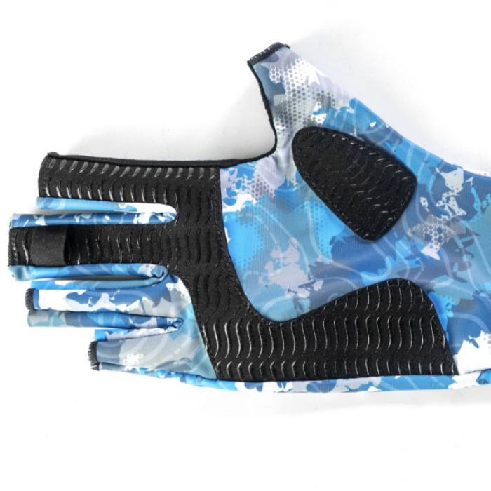 Blue Rorschach Sun Protection Gloves - Blue Water Gear Fishing
