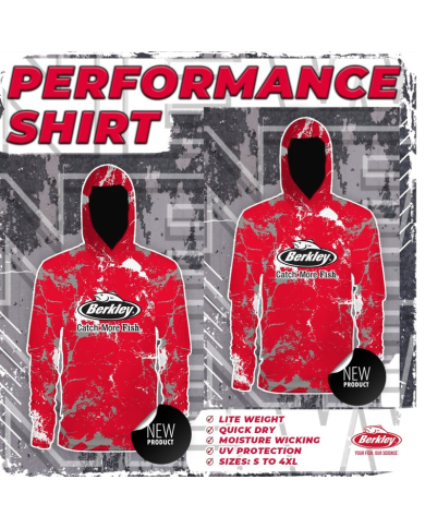 Performance Fishing Shirt (Red Marble) - Berkley Fishing Performance Fishing Shirt (Red Marble) - Berkley Fishing